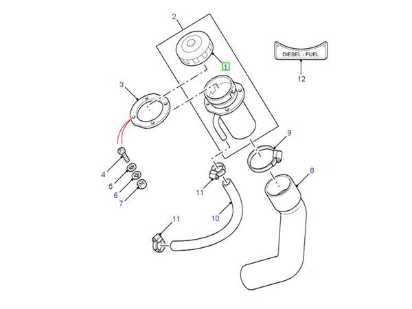 Land Rover tankdæksel for Defender modeller med 3 gribe paler i låget